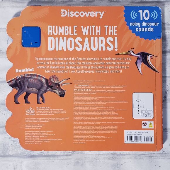 Discovery Blue and Orange Learning Toy Dinosaur Sound Book - Picture 3 of 3